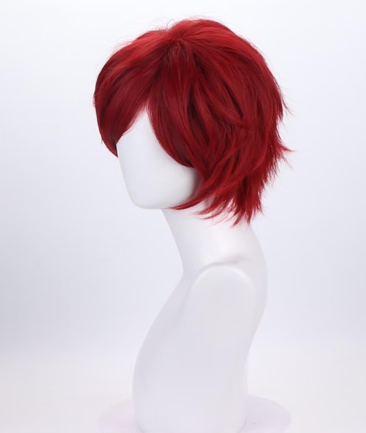 COSPLAZA Dark Red Short Cosplay Wig Natural Fluffy Heat Resistant Synthetic Hair Unisex Halloween Wig - Image 4
