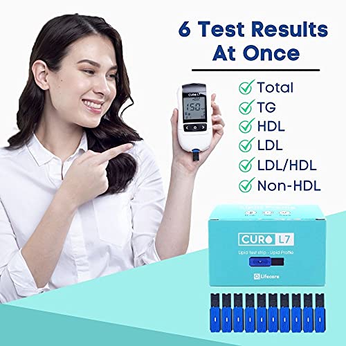 Curo-L7 Professional Grade Blood Cholesterol Test Home Kit (All-In-One : Test Device, Test Strips 10Ea, Lancets & Ezitube Rod Included) #TOP5
