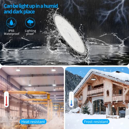 Viugreum 2Pack Led High Bay Light 300W, 30000Lm 5000K,(Ip65) Ufo High Bay Lights With Us Plug Commercial Bay Lighting For Barn Garage Commercial Warehouse Car Wash Shop Ufo Lights, Hanging Chain #TOP3