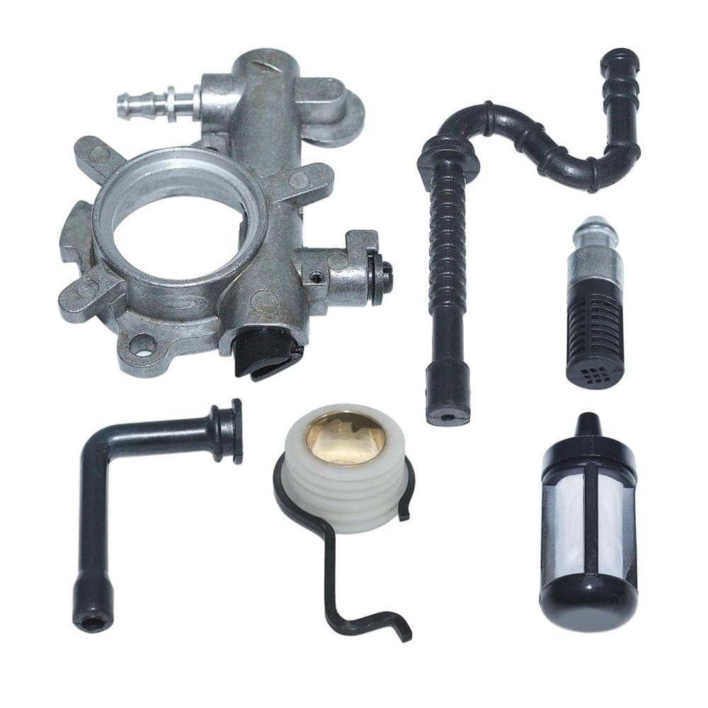 Herramientas de jardín Kit de línea de Filtro de Combustible y Engranaje helicoidal for engrasador de Aceite, Compatible con Motosierra 034 036 MS360 (reemplazo 1125 640 3201)
