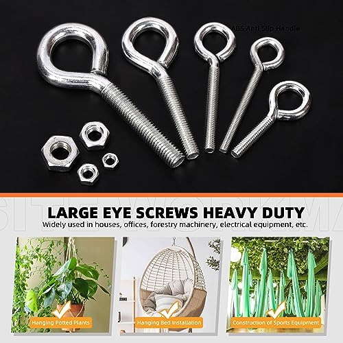 Juego de pernos de ojo Tanstic con tornillos con tuercas hexagonales de acero M5 M6 M8 M10 3