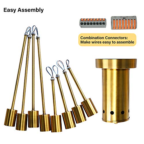 Lynpon Gold Semi Flush Mount Ceiling Light, 8 Lights Golden Plating Sputnik Light Fixture Kitchen Light Fixtures Brass Chandelier Modern Lighting For Dining Room Living Room Bedroom Foyer #TOP6