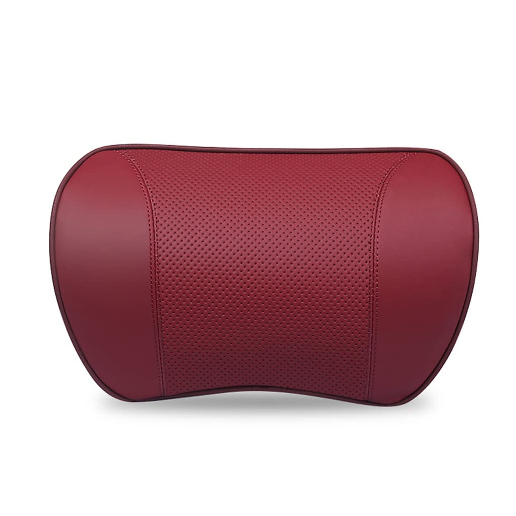 Oreiller de cou de voiture cuir rouge pour le soutien des vertèbres de la nuque