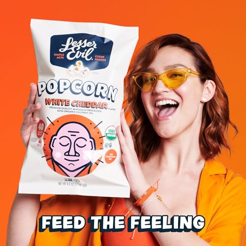 image for LesserEvil No Cheese Cheesiness Organic Popcorn, Premium Quality, Mini