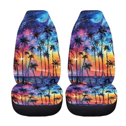 Brosoneto Sunset Palm Tree Car Seat Covers Front Seats Set of 2, Universal Protective Car Seat Cover Breathable&Washable Automotive Vehicle Cushion Cover, Fit for Cars, Trucks, and SUV by Brosoneto - Used condition - Image 4