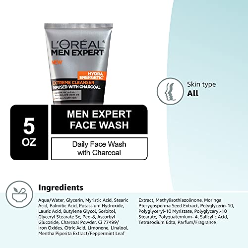 L'oreal Men Expert Hydra Energetic Facial Cleanser With Charcoal For Daily Face Washing, Mens Face Wash, Beard And Skincare For Men, 5 Fl. Oz #TOP6