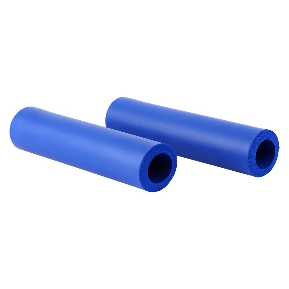 Manopole Bici Antiscivolo In Gomma Con Anelli Di Bloccaggio In Alluminio, Per Mountain Bike, Città E BMX, Diametro 20-22 Mm, Colore Blu