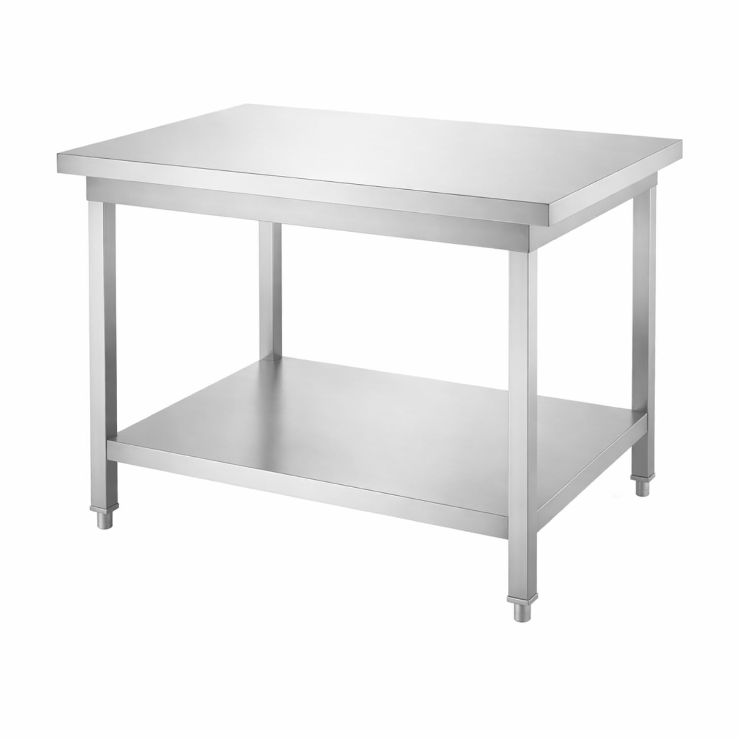 Mesa de acero inoxidable profesional central 700 × 700 mm – Profundidad 700 mm – Estante bajo – INOX AISI 201
