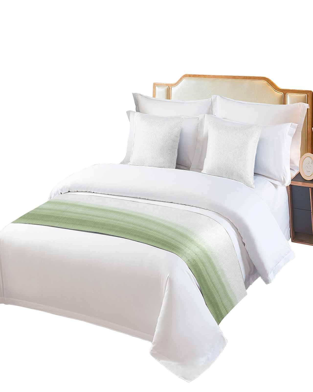 Twin Bed Runner Abstract Gradient Sage Green Line Bedding Runner Scarves Decorative Bed Scarf, Modern Minimalist Style Soft Bedding Scarf for Bedroom Hotel Wedding 71x20in