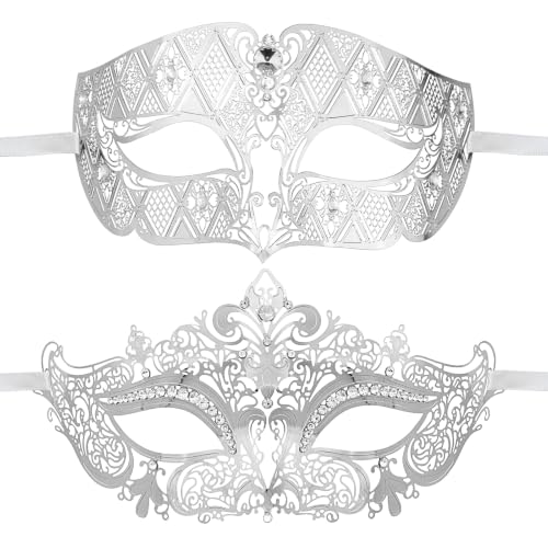 Image of Coddsmz Couples Venetian Masquerade Mask Set Luxury Style Princess Party Mask for Couples Women and Men Mardi Gras Masks