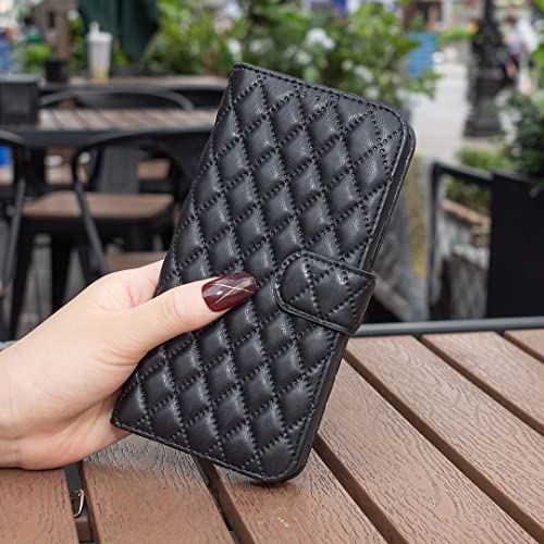 Image of ClickCase for Oppo Reno 15 5G Puffer Bubbly Soft Faux Leather Back Case Magnetic Wallet Flip Cover for Oppo Reno 15 5G (Black)