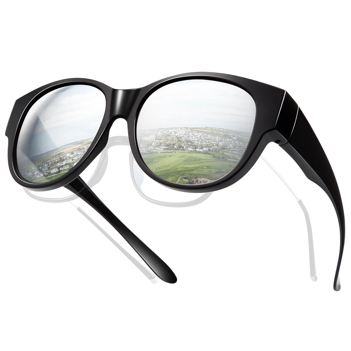 [TINHAO] オーバーサングラス レディース 偏光 99.9%紫外線カット オーバーサングラス 運転用 サングラス 眼鏡の上から ドライブ/旅行/外出 TR90素材