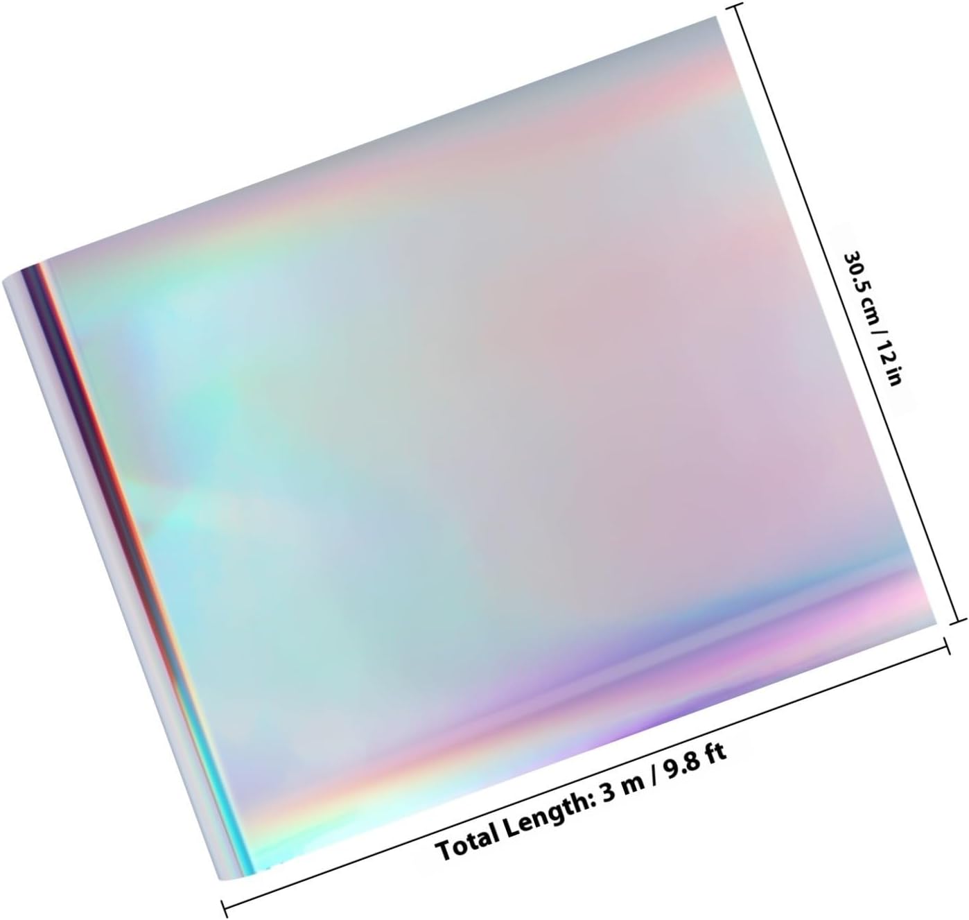 Holographic Permanent Vinyl Roll, 3 Meter Adhesive Film for Window Decor