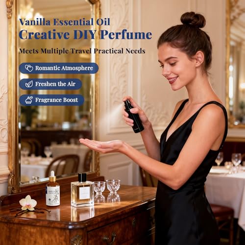 Image of HIQILI Vanilla Essential Oil, 100% Pure Natural, Beginner-Friendly for Making DIY Perfume, Candle & Soap, Blends with Lotion for Dry Skin Comfort, Ideal for Home Diffuser - 30ml /1 FL OZ