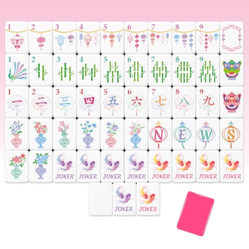 Simgoing 160 Pcs American Mahjong Tiles 1.2 Inch, Modern, Rose Red