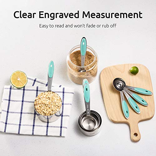 Image of U-Taste Measuring Cups Spoons Set, 18 /8 Stainless Steel, 10Pcs, Aqua Sky