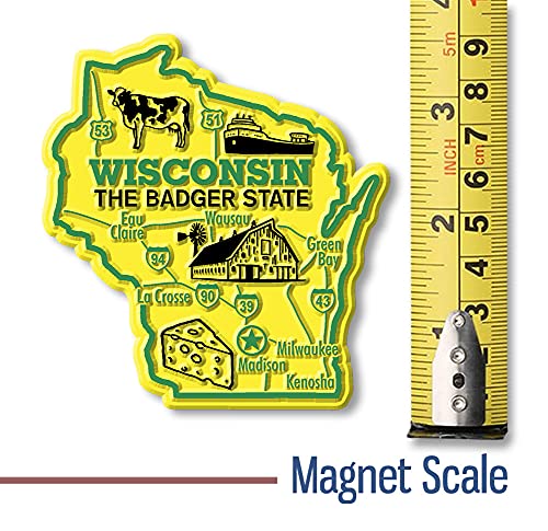 Imán decorativo Wisconsin gigante 3.2 x 2.5 pulgadas miniatura 2