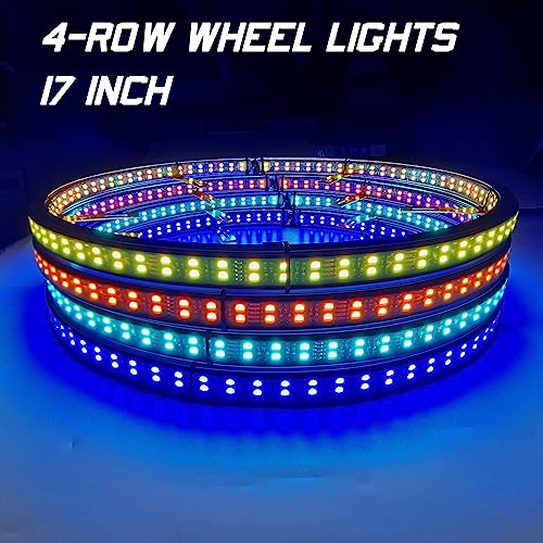 Kingshowstar 17" RGBW LED Wheel Lights, Multi-Color 4 Row Wheel Ring Light Super Bright Car Rim Lights Quad Row Waterproof Tire Light Kit with Remote App Controller for Car Truck SUV Off Road - Image 4