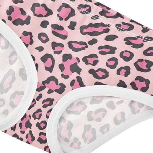 ZZKKO Pink Leopard Print Girls Underwear Toddler Panties for Girls Comfort Brief Size 2T-8Y3