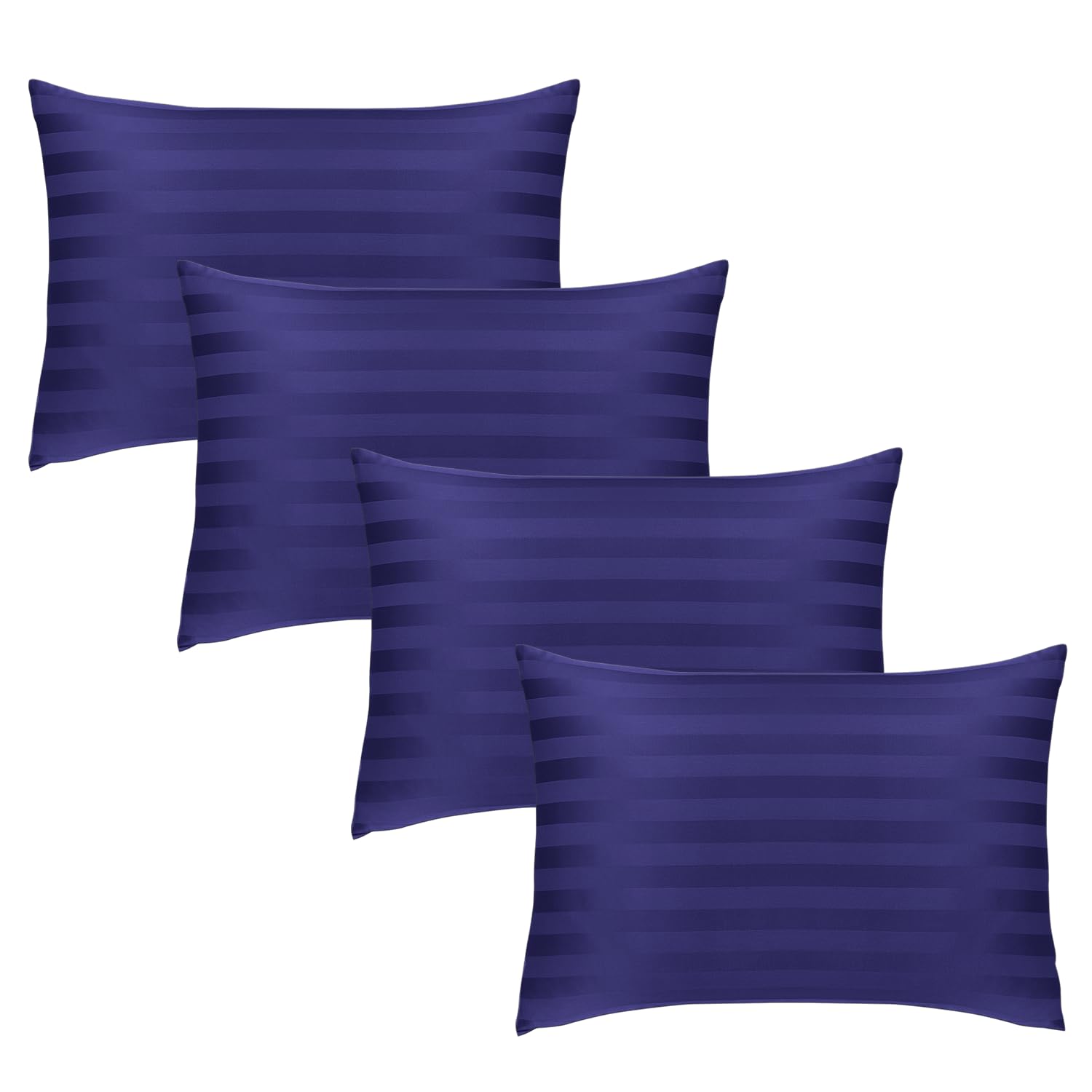 Hafaa Pillow Cases 4 Pack - Stripe Navy Pillowcases for Hair and Skin Brushed Microfibre Pillow Cases with Envelope Closure Super Soft Luxury Pillow Cover — image 1