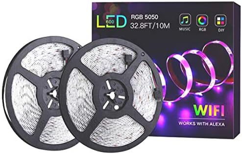 alitade LED Strips Lights, 32.8FT RGB Light Strip Smart Voice WiFi Wireless APP Compatible with Alexa,Music Sync Lights for DIY Home Kitchen TV Party Christmas Wedding Decoration