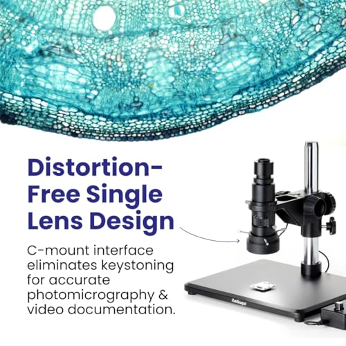 Image of AmScope H800 Series Zoom Digital Inspection Monocular Stereo Microscope 0.7X-5X Magnification on Pillar Stand with 4K HDMI Camera and 96-LED Ring Light