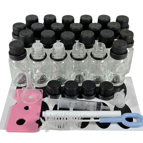 PIPIBA (24本) 15mlドロッパー付ボトル ガラス製遮光瓶 エッセンスオイル アロマ精油瓶 香水保存容器 (透明)