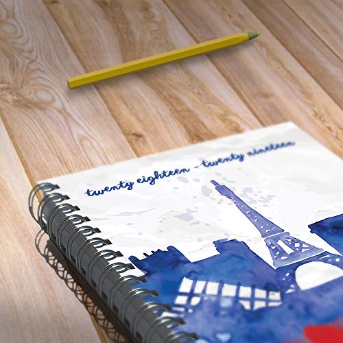 Tf Publishing 19-9063A July 2018 - June 2019 Paris Medium Weekly Monthly Planner, 6.5 X 8", Red, White & Blue #TOP7