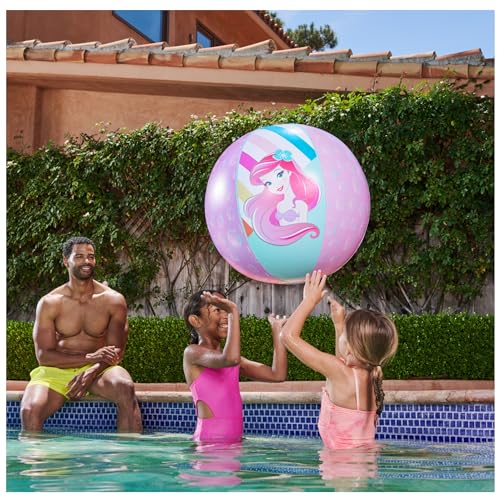 Image of Swimways Disney Princess Ariel Giant Beach Ball, Kids Beach Toys & Pool Accessories, Little Mermaid Toys for Kids Aged 5 & Up
