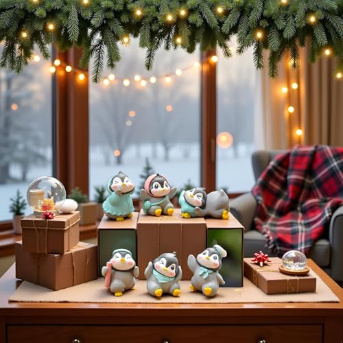 Image of Cute Penguin Spa Figurines Set of 6, Kawaii Penguin Bathroom Decor, Relaxing Wellness Penguin Statues, Mini Animal Desk Decor for Home, Spa, Shelf and Gift Display