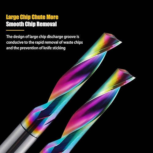 Miniatura 4 de HOZLY Brocas de enrutador CNC de una sola flauta de 0.157 in (532 pulgadas), diámetro de corte de 0.157 in, longitud de corte de 0.472 in (12