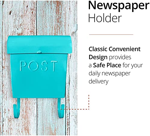 Image of NACH Mailboxes for Outside Wall Mount, 12 x 11.2 x 4.5 inch, Light Turquoise Wall Mounted Mailbox, Waterproof Mailbox with Outdoor Newspaper Holder - The Euro Mailbox