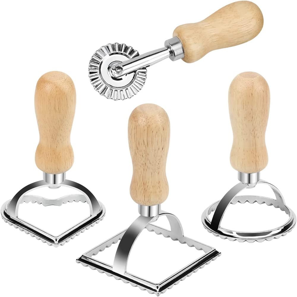 Set Da 9 Pezzi Per Fare Pasta Fresca – Tagliapasta Per Ravioli E Gnocchi In Legno E Acciaio
