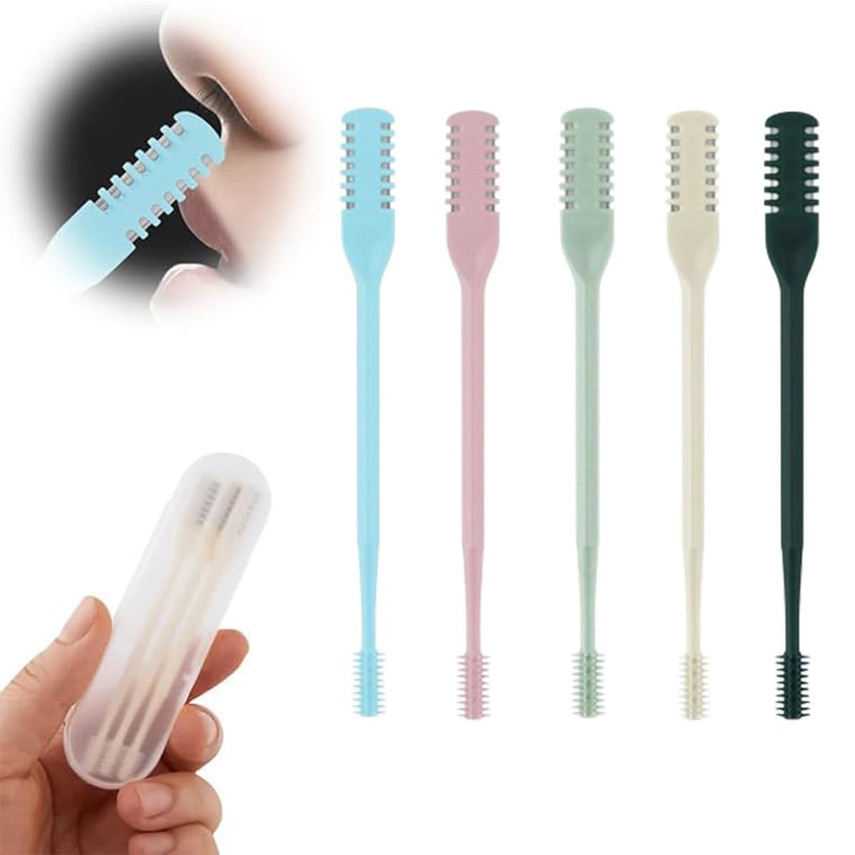 Recortador de Vello de Nariz 2 en 1, 2024 Nuevo Cuchillo de Vello de Nariz de Doble Cara, Recortador de Nariz Giratorio Manual de 360° (5 Colores, 5Pcs)