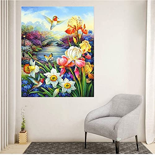 Kit Diamant Peinture par Numéro Fleurs et Oiseaux Format Géant 80x180cm - 2