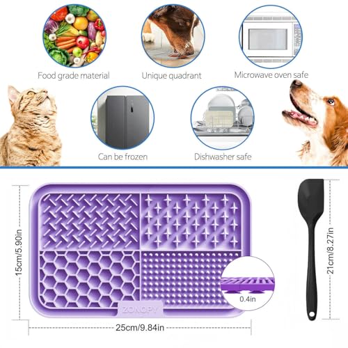 Zonopy Leckmatte für Hunde & Katzen mit Saugnäpfen, 1 Packung Hund Slow Feeder Lick Pat für Angstlinderung, Hundespielzeug Fütterungsmatte für Butter Joghurt Erdnuss Haustiere Baden Training