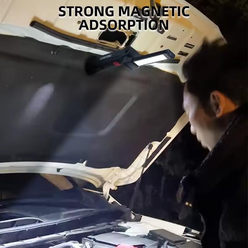 SelWatty Gym Lamp for Posing, Portable Magnet LED Flashlight with Hanging Hook, Gym Lights with 180 Degree Folding, USB Rechargeable Worklight