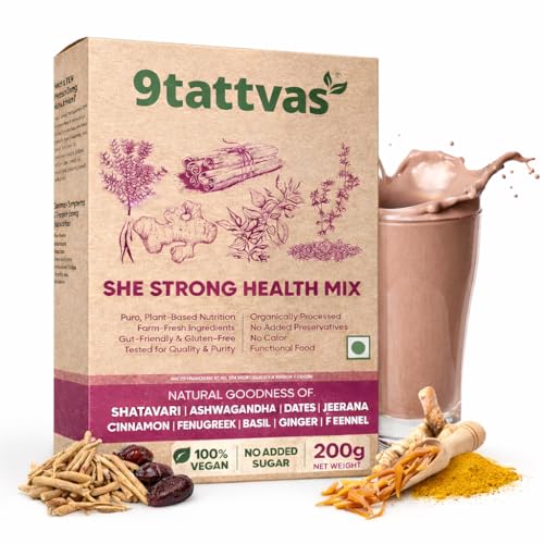 Image of 9 Tattvas She Strong Women Health Mix Powder | Herbal Nutrition Drink for Women Wellness, Energy & Immunity | Daily Supplement for Strength, Hormonal Balance & Overall Health | 200g (Pack of 1)