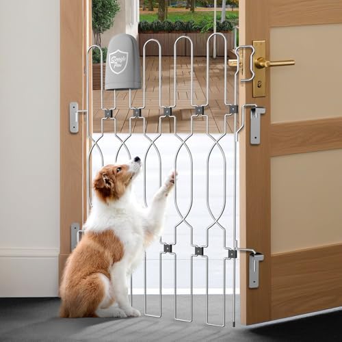 Snagle Paw Metal Retractable Door Barrier,24.4" Wide 35" Tall Safety Dog Gate for Front Door,Easy Install Retractable Pet Gate for Recreational Vehicle,Doorways 24.4"Width
