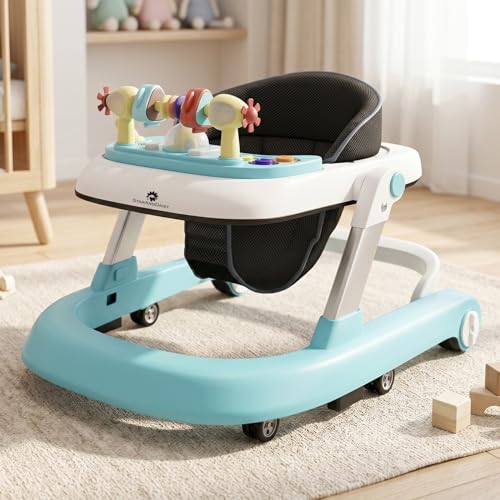 Image of StarAndDaisy Baby Walkers for 6-24 Month Baby Boy Girl /Walker for Kids for 1 Years with Adjustable Height, Musical Tray /Walker for Baby /Kids with Brakes Prevant from Falling (Tiny-Blue-White)