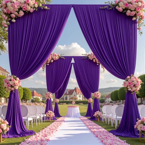 Image of 10ftx15ft Purple Backdrop Curtains for Parties, Wrinkle Free Polyester Purple Photo Backdrop Drapes 2 Panels 15 ft Long Back Drop Cloth for Wedding Birthday Photography Background Party