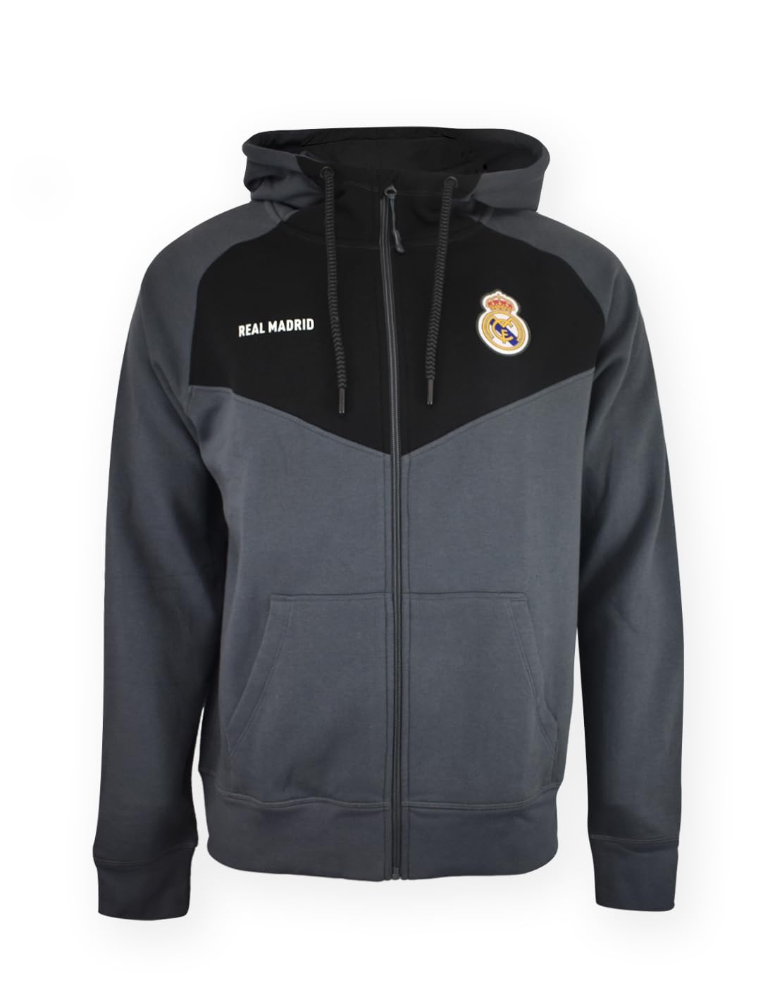 Real Madrid Sudadera Hoodie con Cremallera Nº33 Gris Adulto Talla M - Producto con Licencia Oficial