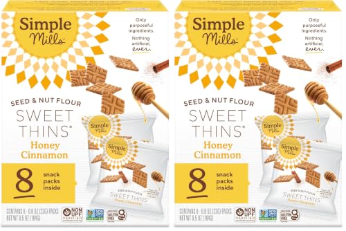 Image of Simple Mills Snack Packs Honey Cinnamon Seed & Nut Flour Sweet Thins, Paleo Friendly & Delicious Sweet Thin Cookies, Good for Snacks, Nutrient Dense, 16 Pack (6.5 oz Pack of 1)