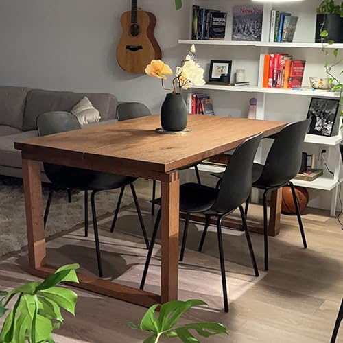 thksbought Mid Century Kitchen Chairs Set of 4,Black Plastic Dining Chairs Outdoor Chairs with Metal Legs for Living & Dining Room(4pcs,Matte Black) - Thumbnail 2
