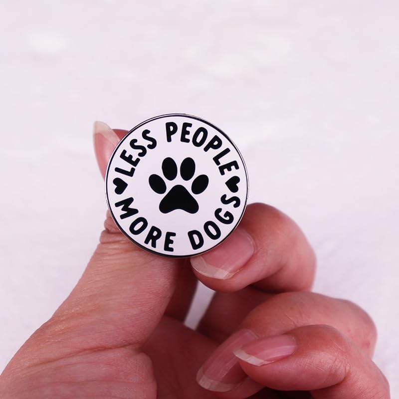 "Less People More Dogs" Paw Print Enamel Pin, Funny Dog Lover Lapel Badge for Backpack Jacket Décor image 5