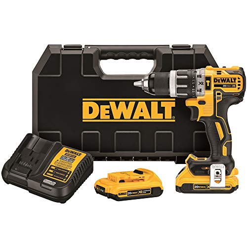 DEWALT 20V MAX* XR Compact Hammer Drill Kit, 1/2-Inch, 2.0-Amp Hour (DCD796D2), Multicolor