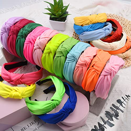 Siquk 22 Pieces Top Knot Headband For Womens Knotted Headbands Cross Knot Hair Headbands Wide Knot Headbands #TOP4