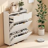 【Organisation intelligente et personnalisable】 Organisez jusqu'à 16 paires de chaussures de manière intelligente. Les deux tiroirs amovibles et les deux portes à rabat vous aident à éliminer le désordre, tandis que les étagères internes réglables s'adaptent à tout type de chaussures, des baskets aux bottes. Tout reste en place, bien rangé et à portée de main.