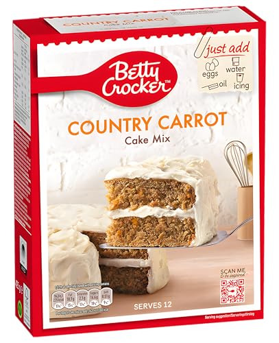 Betty Crocker Country Carrot Cake – Mezcla para Pastel de Zanahoria, Receta Tradicional, Fácil y Rápido, 12 Porciones, Postre Americano