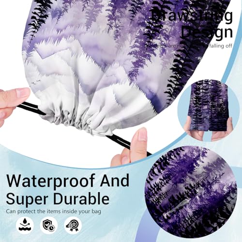 Image of Pine Trees Gymnastics Grip Bags Purple Adjustable Gym Storage Pouch for Gymnasts Dancer Holding